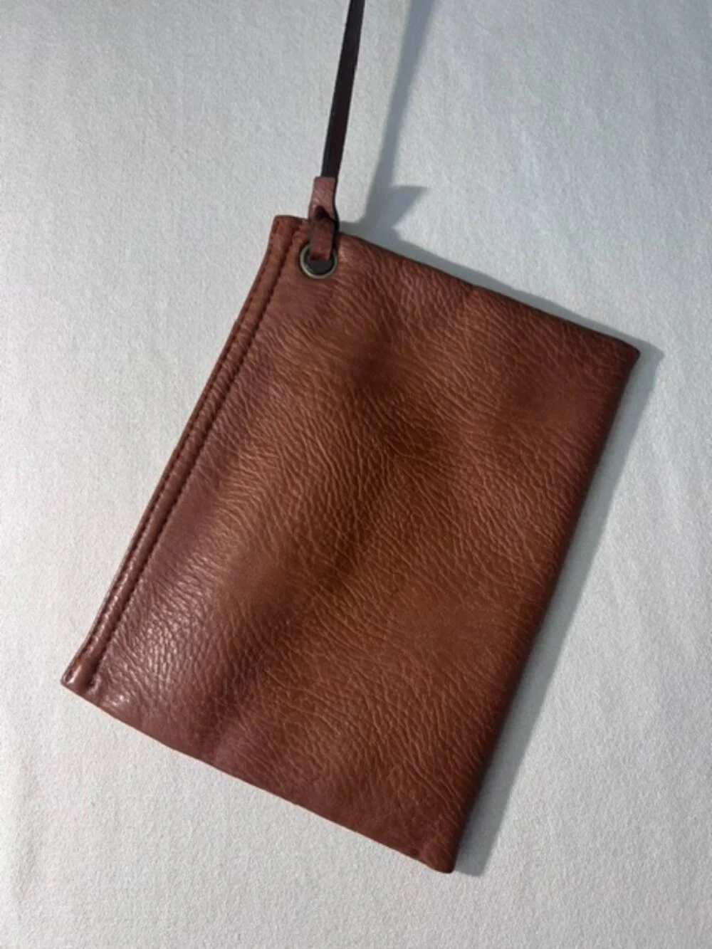 STREET LEVEL brown faux leather clutch removable wrist strap